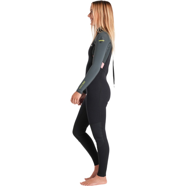 2026 C-Skins Womens Nuwave Element 3/2mm Back Zip Wetsuit C-NEL32STW - Black / Forest Green / Rose